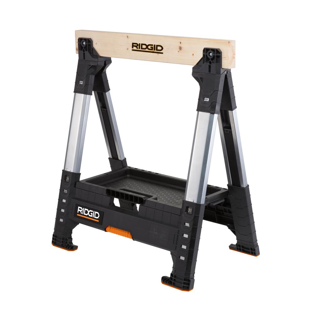 Ridgid 32 In Adjustable Folding Sawhorse