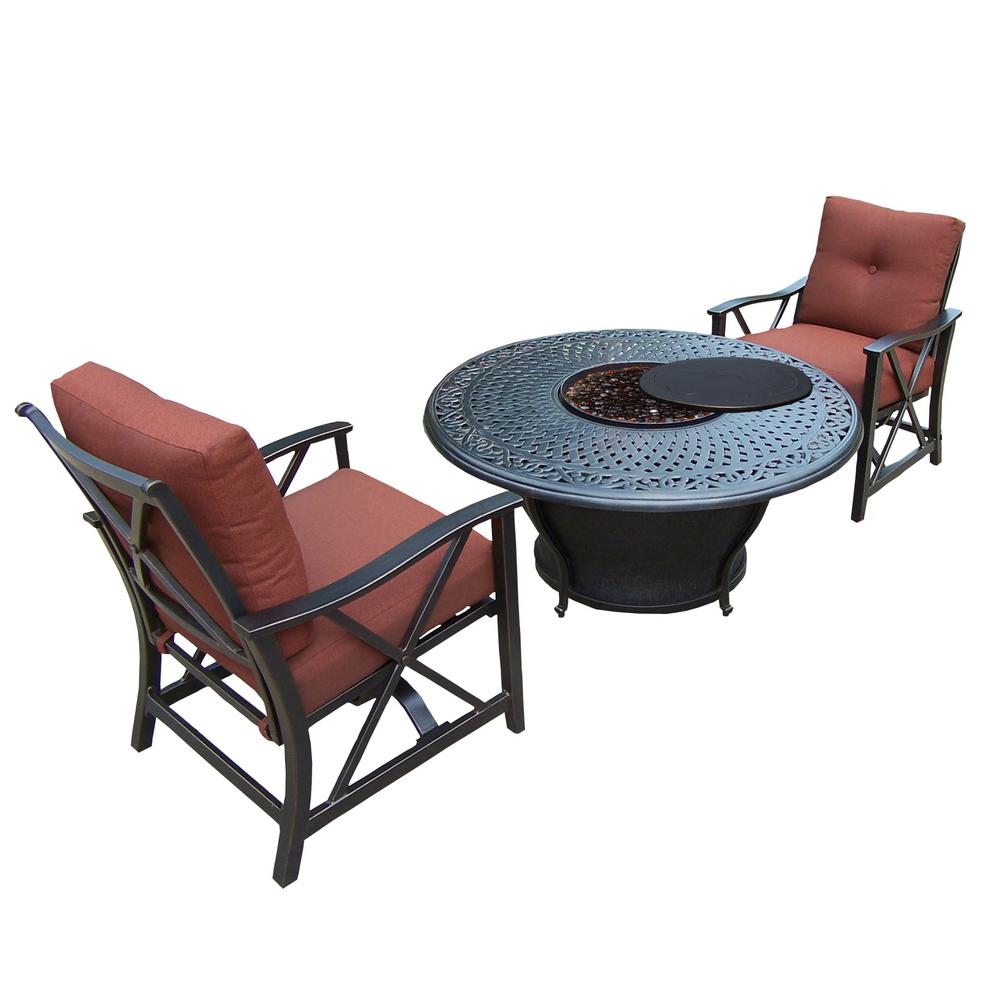 Caledonia Round 5 Piece Aluminum Patio Fire Pit Conversation Set