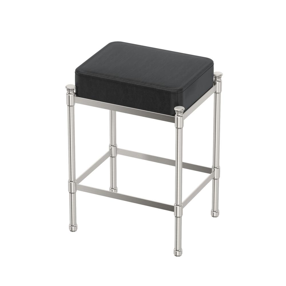 Gatco Rectangle Black Vanity Stool In Satin Nickel 1347 The Home Depot Gatco Rectangle Black Vanity Stool In Satin Nickel