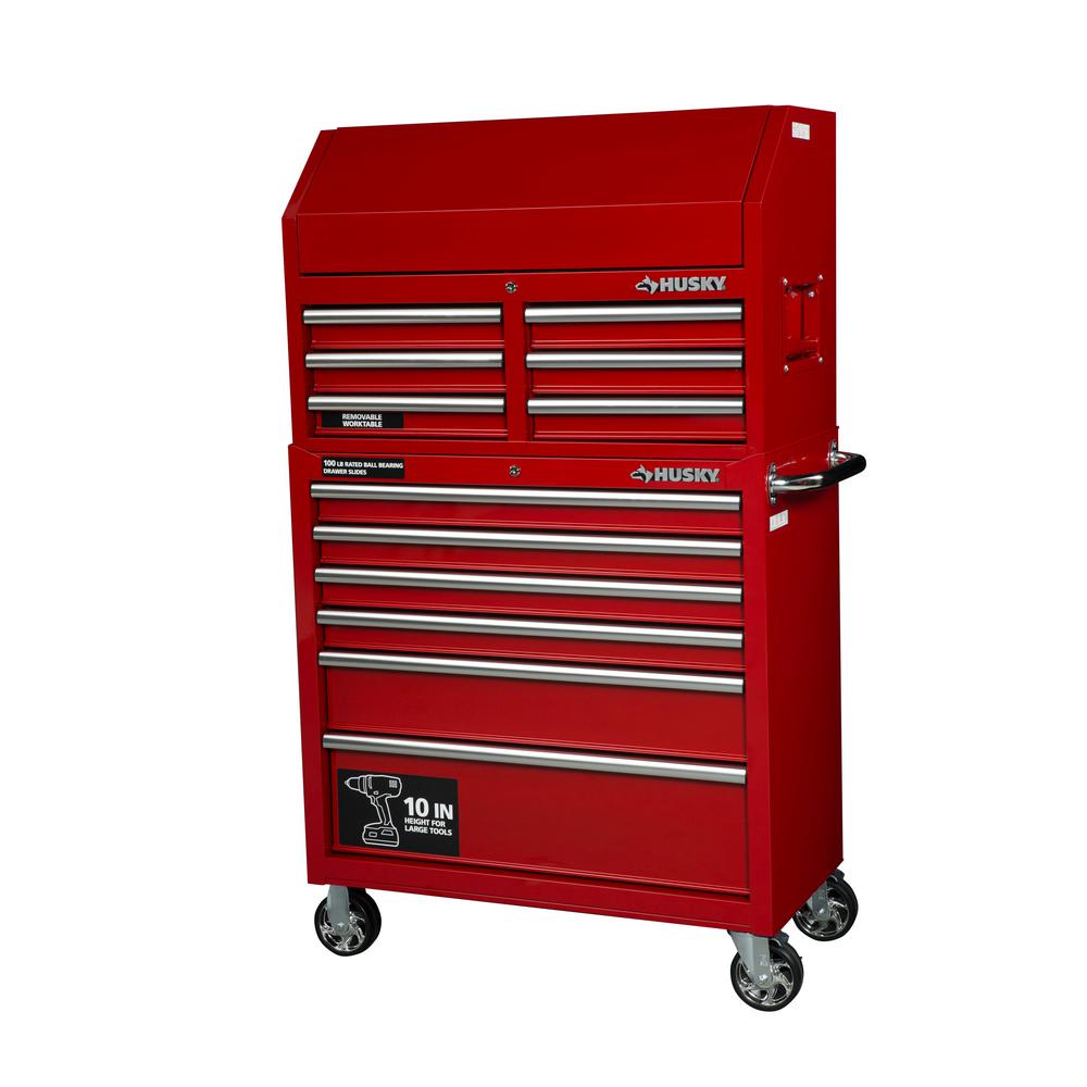 Husky 36 in. W 12-Drawer Combination Tool Chest and Rolling Cabinet Set