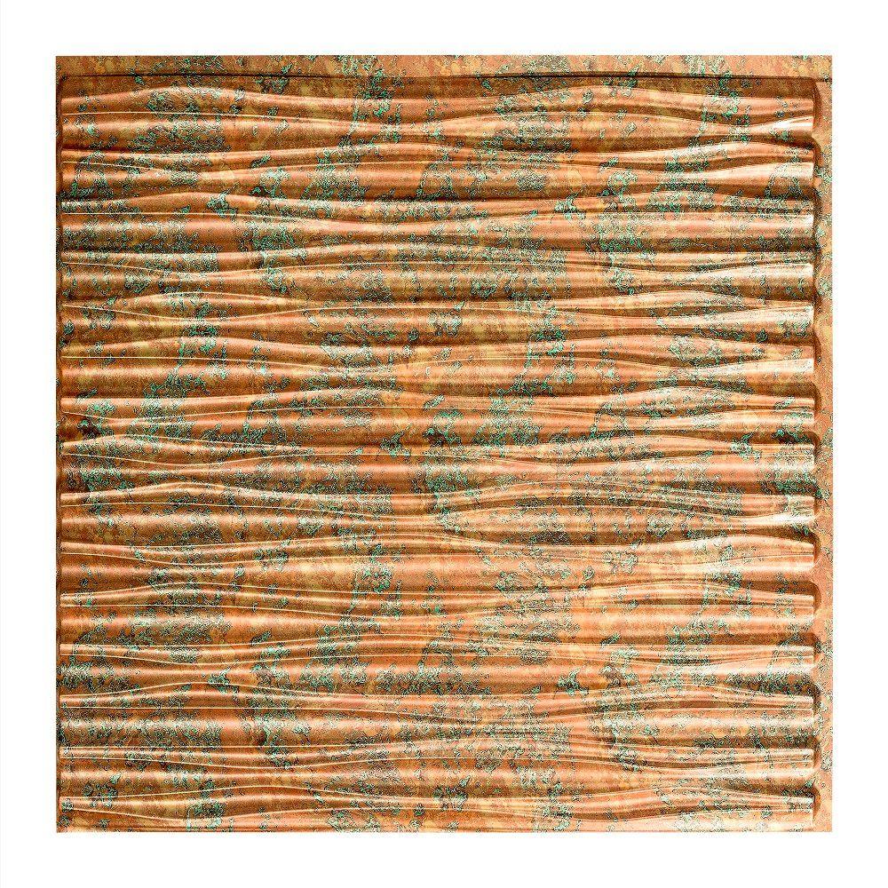 Fasade Dunes Horizontal 2 Ft X 2 Ft Glue Up Ceiling Tile In Copper Fantasy G75 11 The Home Depot