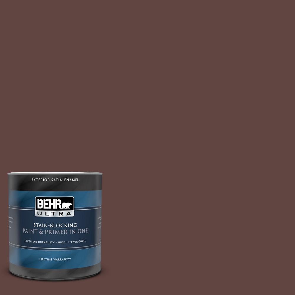 Behr Ultra 1 Qt Ppu3 20 Cinnabark Satin Enamel Exterior Paint And Primer In One