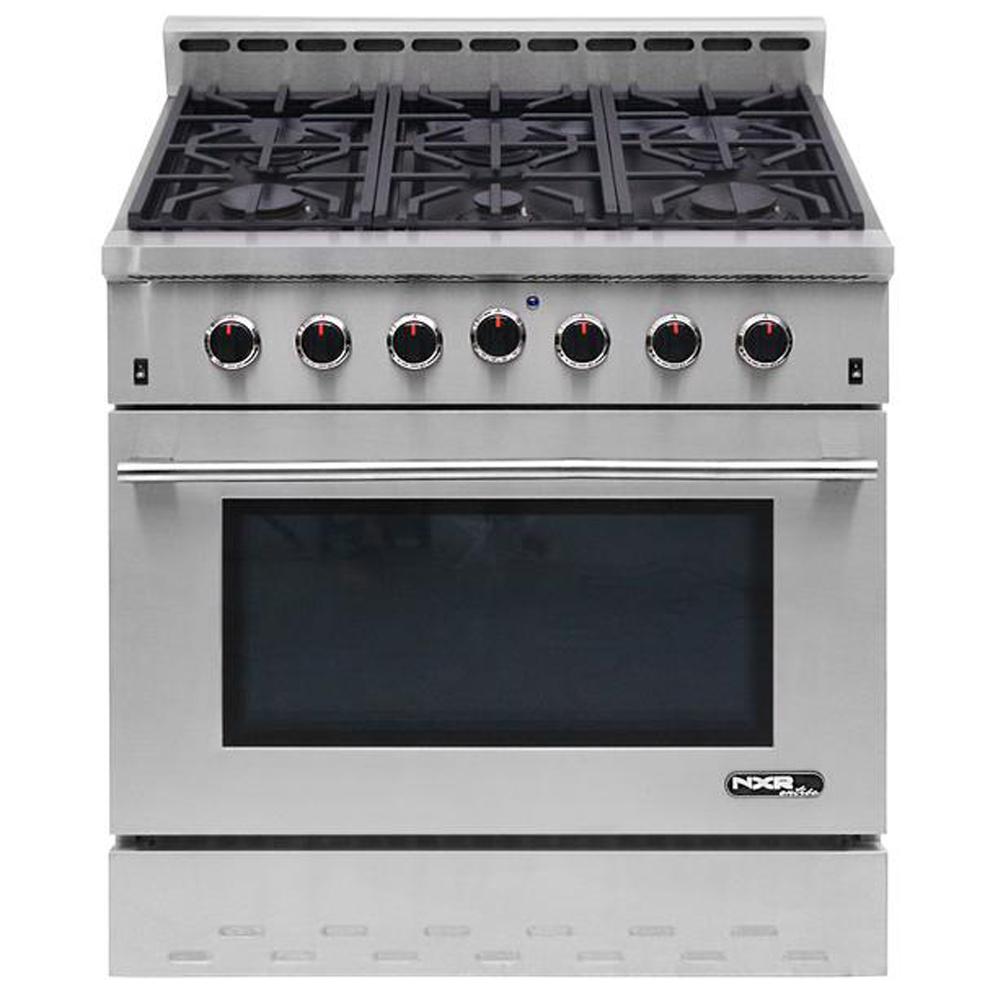 Kucht Pro-Style 36 in. 5.2 cu. ft. Natural Gas Range in Stainless ...