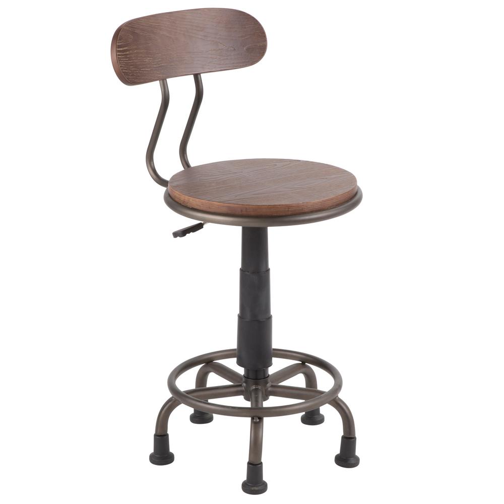 Lumisource Dakota Antique Metal And Espresso Wood Task Chair Oc Dkta