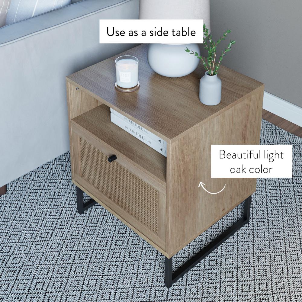 Nathan James Mina OakFinish Particleboard Wood Black Modern Accent Storage Living Room Sofa