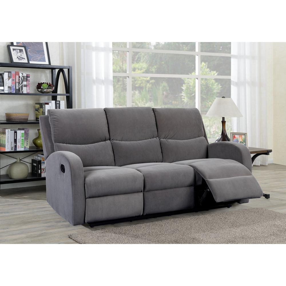 Us Pride Furniture Louis 3 Seat Grey Velvet Reclining Sofa S6049 S Louis 3 Seat Grey Velvet Reclining Sofa