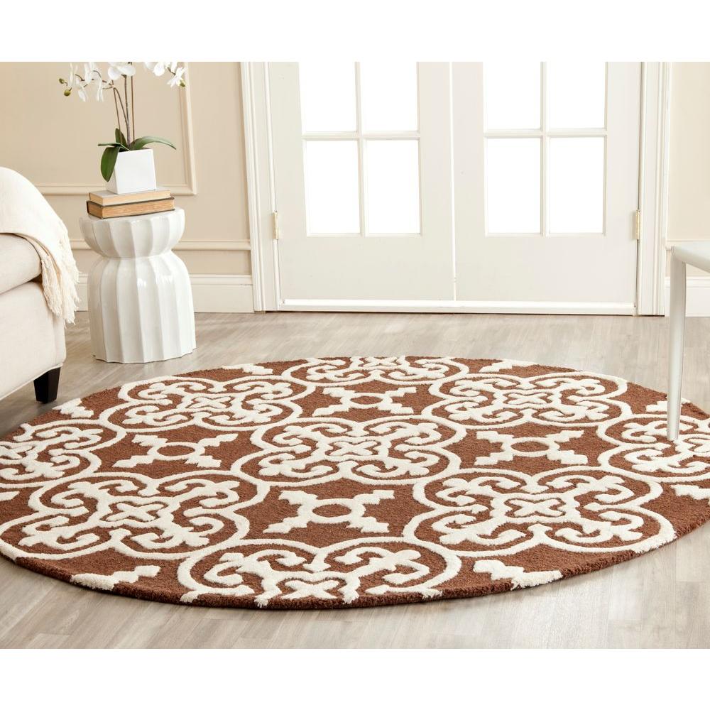Safavieh Cambridge Dark Brown/Ivory 6 ft. x 6 ft. Round Area Rug
