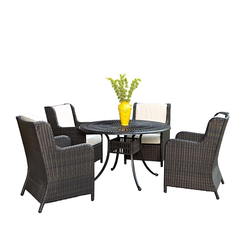 Home Styles Largo 48 in. 5Piece Patio Dining Set with Woven Chairs