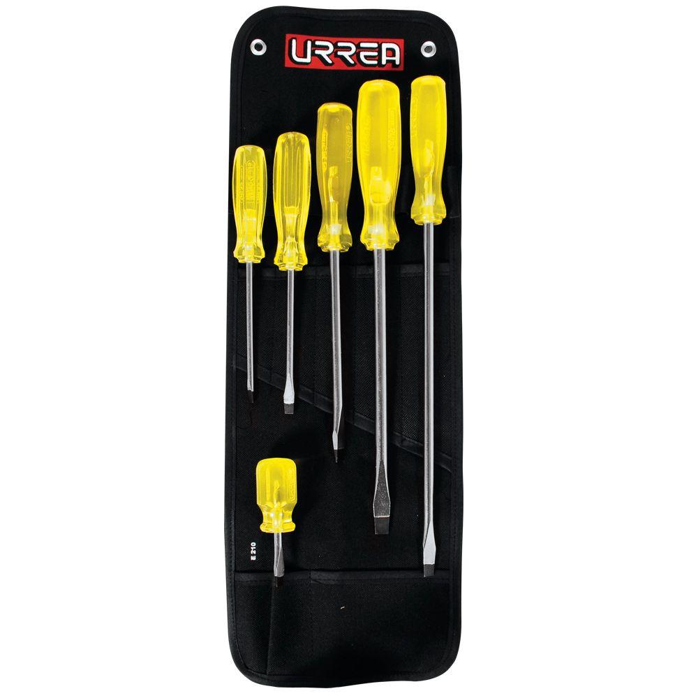 6-Piece Urrea 9600G Amber Screwdriver Set with Flat Cabinet