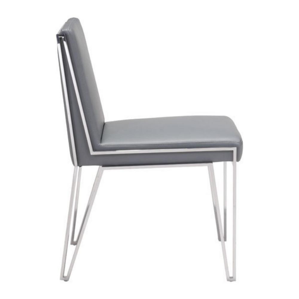 Homeroots Julia Gray Leatherette Stainless Steel Dining Chair Set