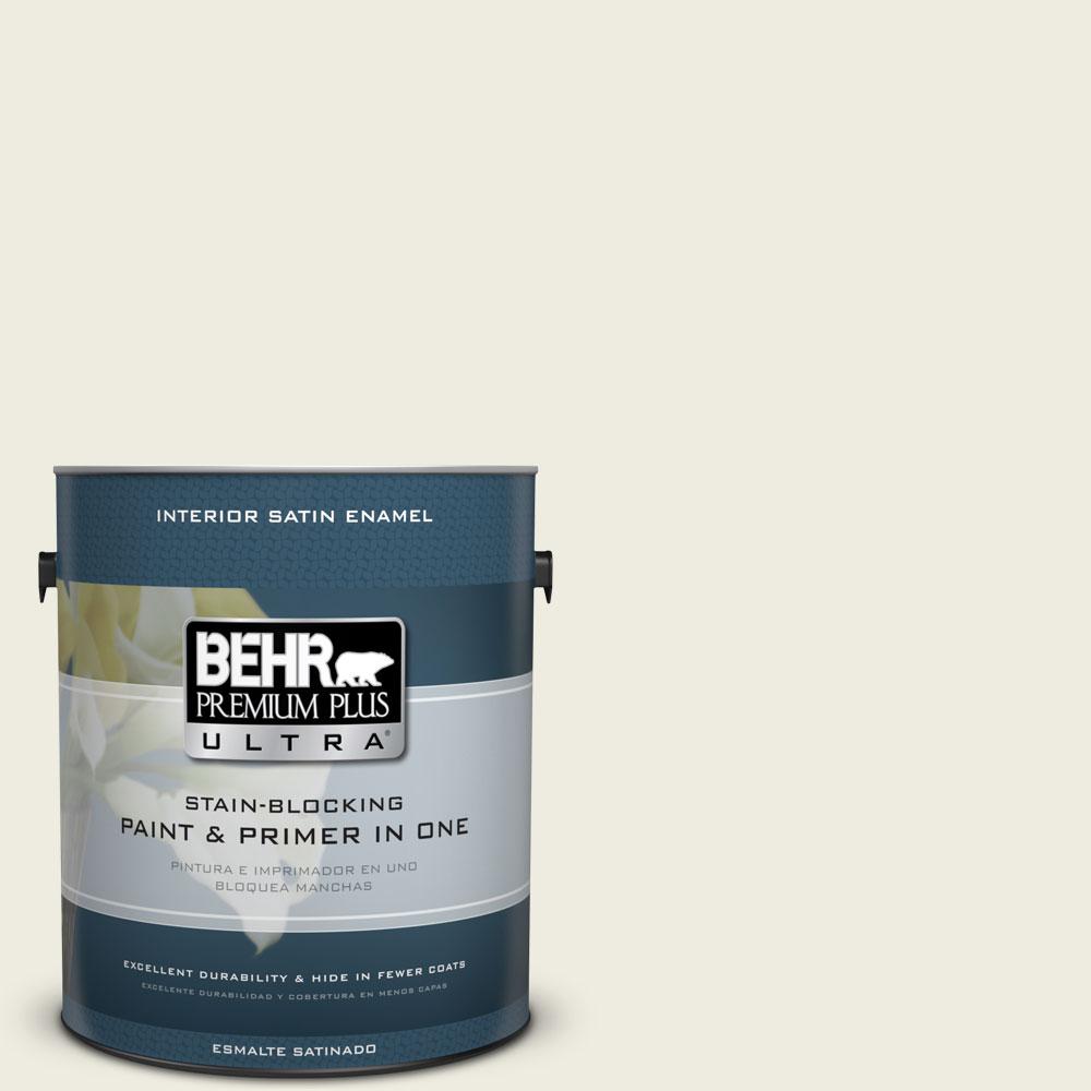 BEHR Premium Plus Ultra 1gal. GRW9 Snowfall White Satin Enamel