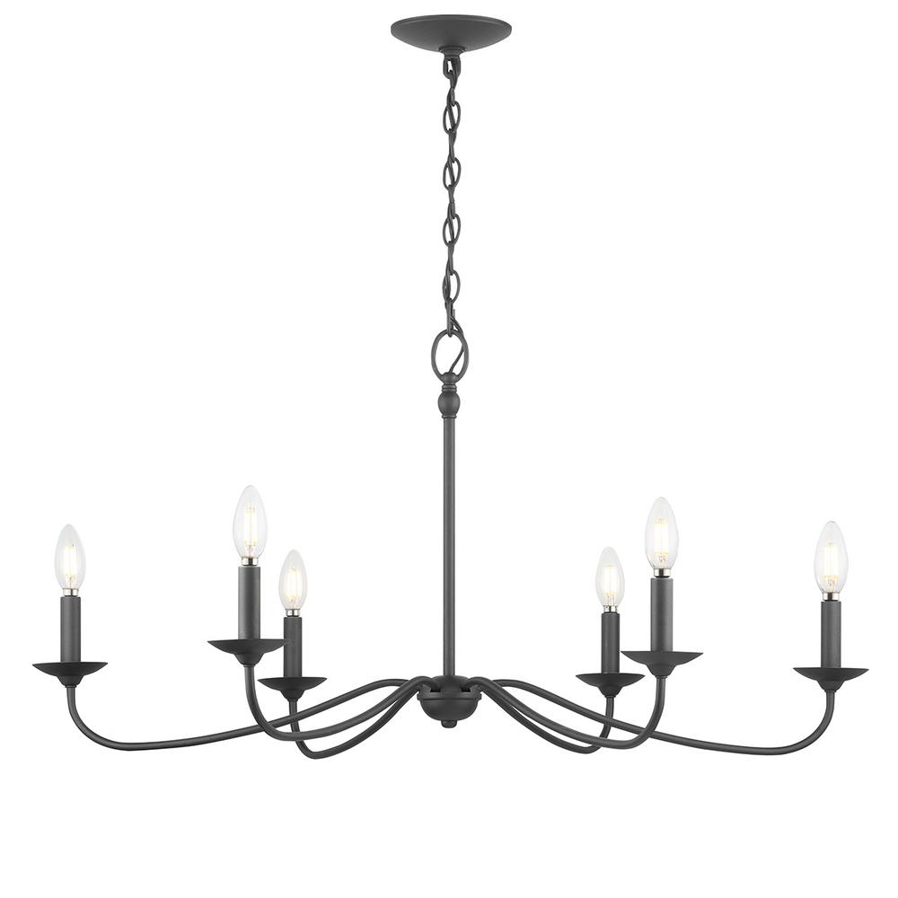 Progress Lighting Pacolet 6 Light Textured Black Chandelier