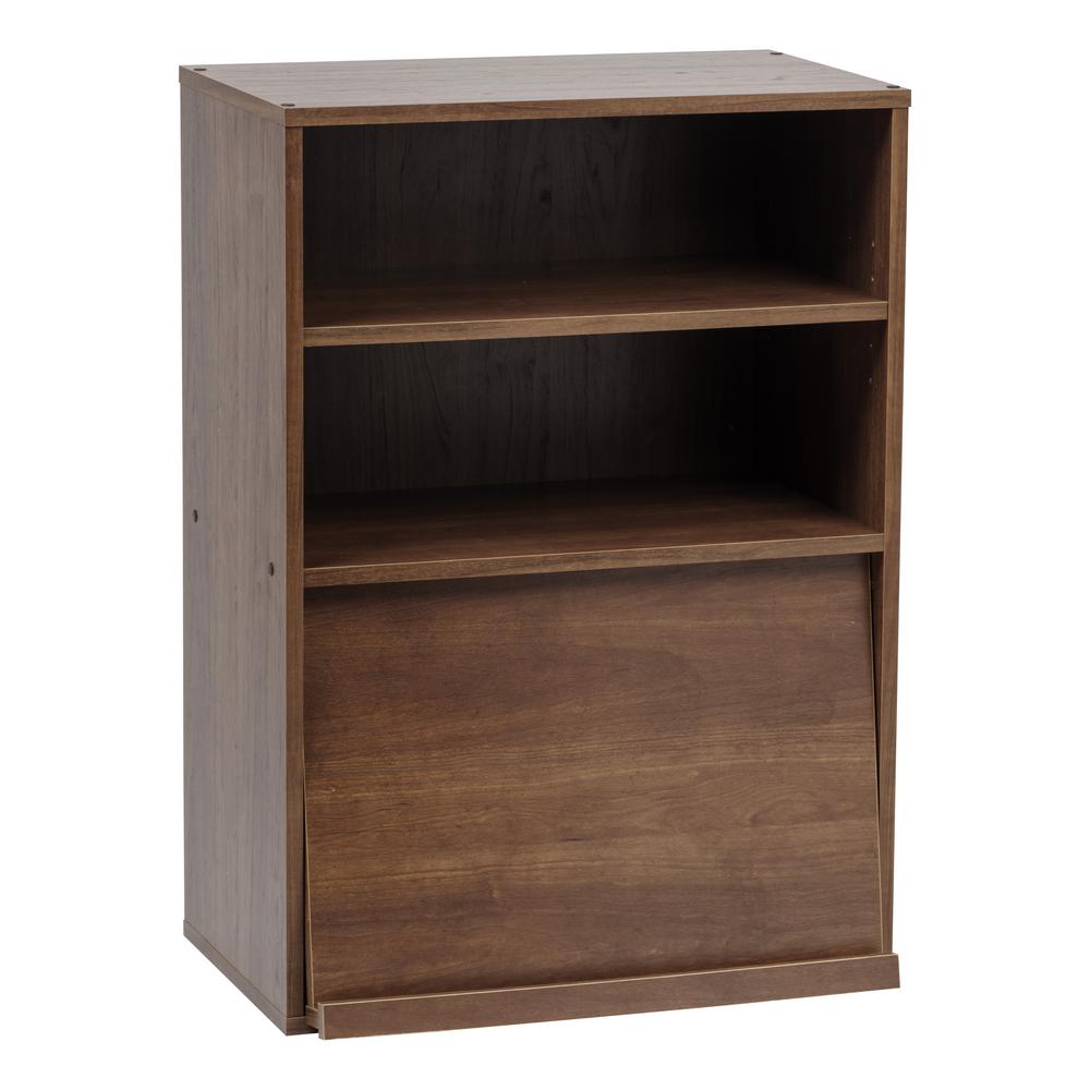 IRIS Collan Series Brown Open Wood Shelf with Pocket Door596327 The