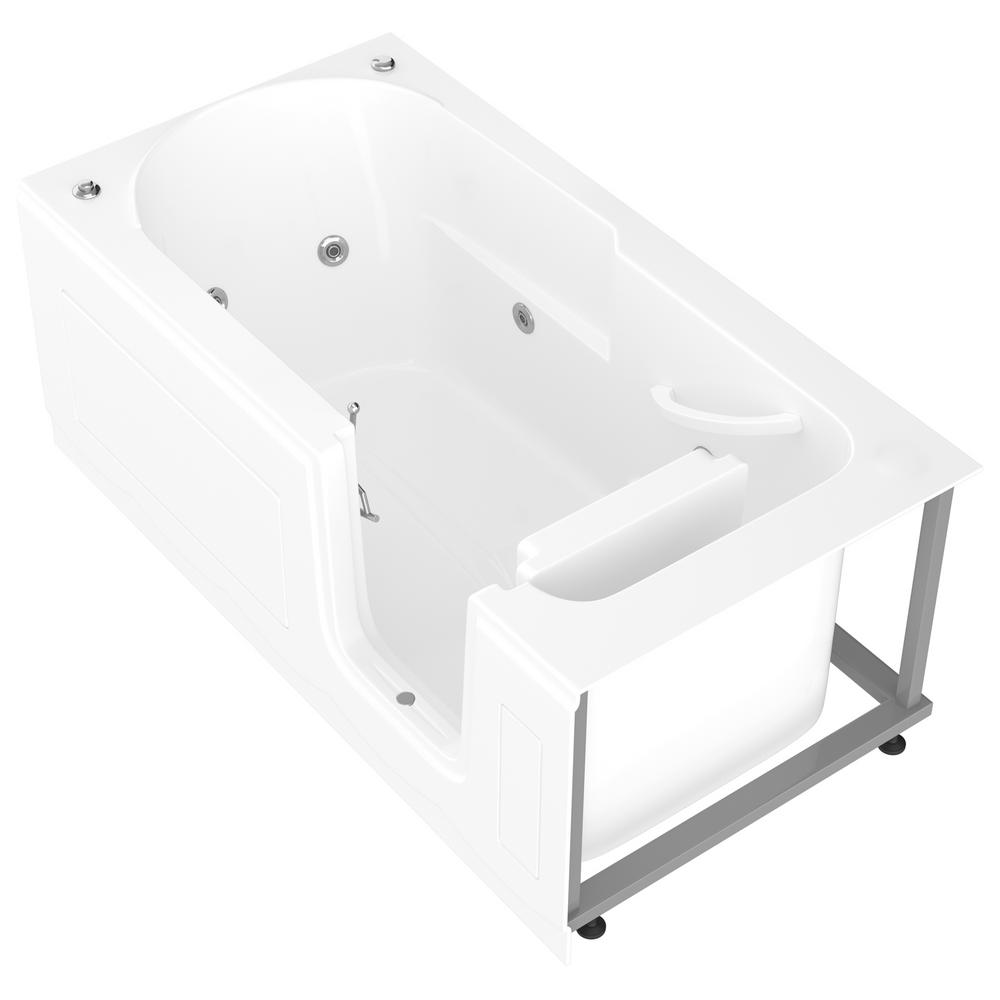 Nova Heated Step In 5 Ft Walk In Whirlpool Bathtub In White With Chrome Trim