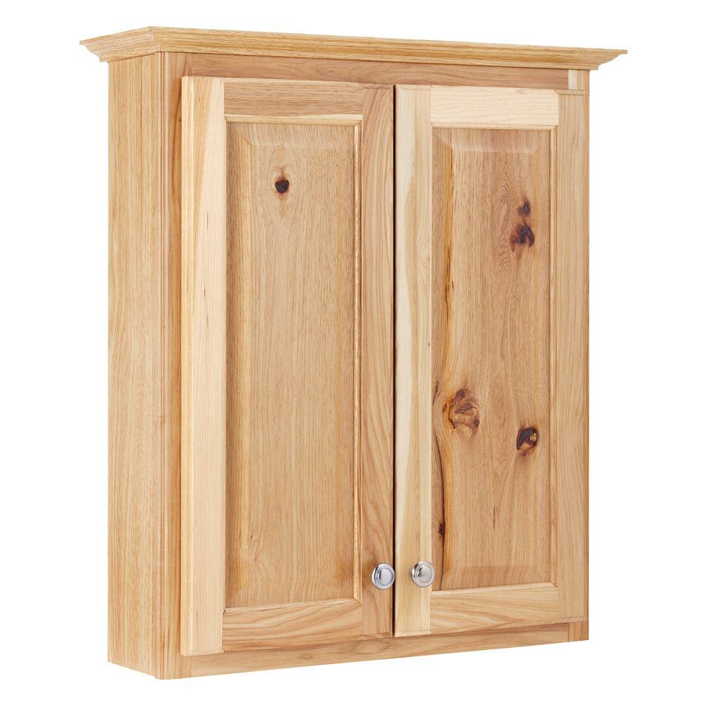 Glacier Bay Hampton 25 1 2 In W X 29 In H X 7 1 2 In D Maple Bathroom Storage Wall Cabinet In Natural Hickory Tthy Nhk The Home Depot
