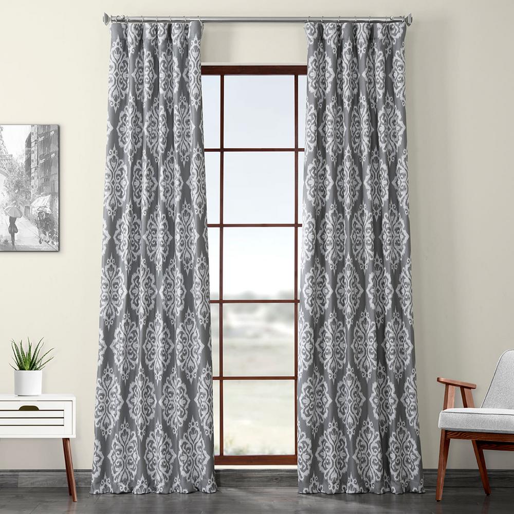Gray Ikat Curtains Drapes Window Treatments The Home Depot