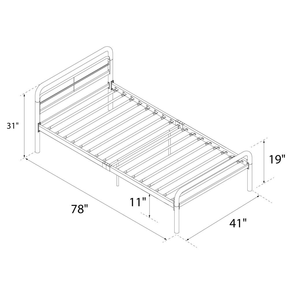 DHP Silver Twin Bed Frame 5549098 The Home Depot
