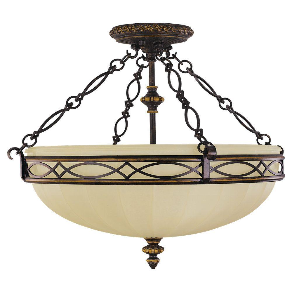 Feiss Drawing Room 3-Light Walnut Semi-Flush Mount-SF221WAL - The Home ...