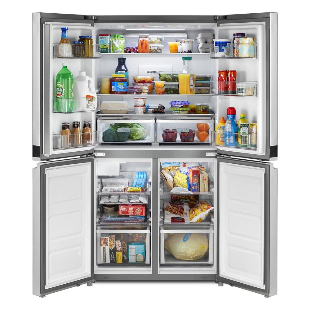 Whirlpool 36 in. 19.4 cu. ft. 4-Door French Door Refrigerator in Fingerprint Resistant Stainless Steel, Counter Depth