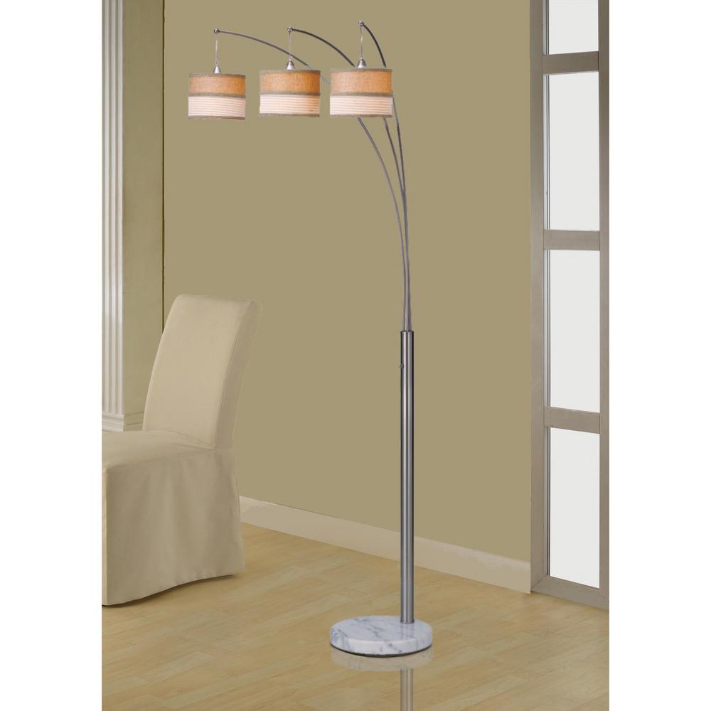 Artiva 86 In Contemporary 3 Arc Brushed Steel Floor Lamp With Arc Brushed Steel Floor Lamp