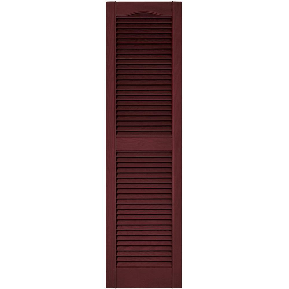 Builders Edge 15 in. x 55 in. Louvered Vinyl Exterior Shutters Pair in