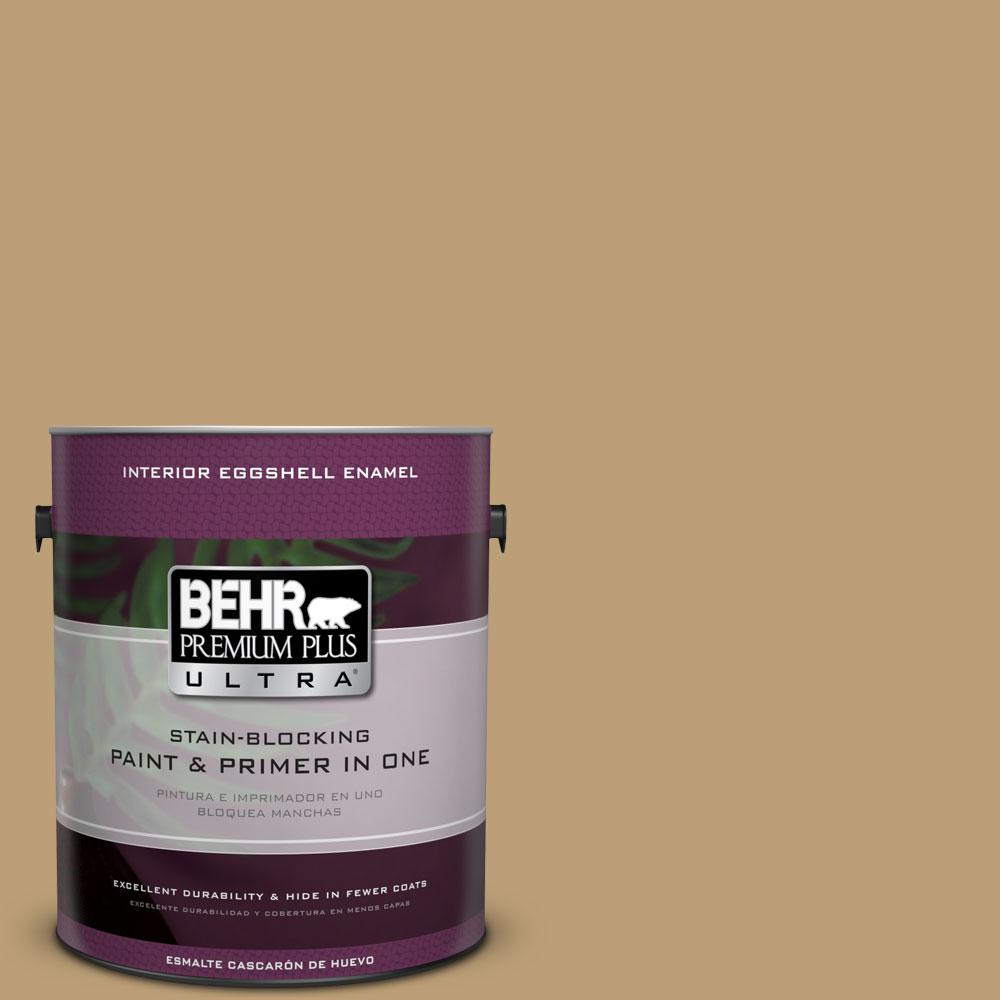 Behr Premium Plus Ultra 1 Gal Pmd 50 Winter Wheat Hi Gloss Enamel Pmd 50 Winter Wheat Eggshell Enamel Interior Paint And Primer In One