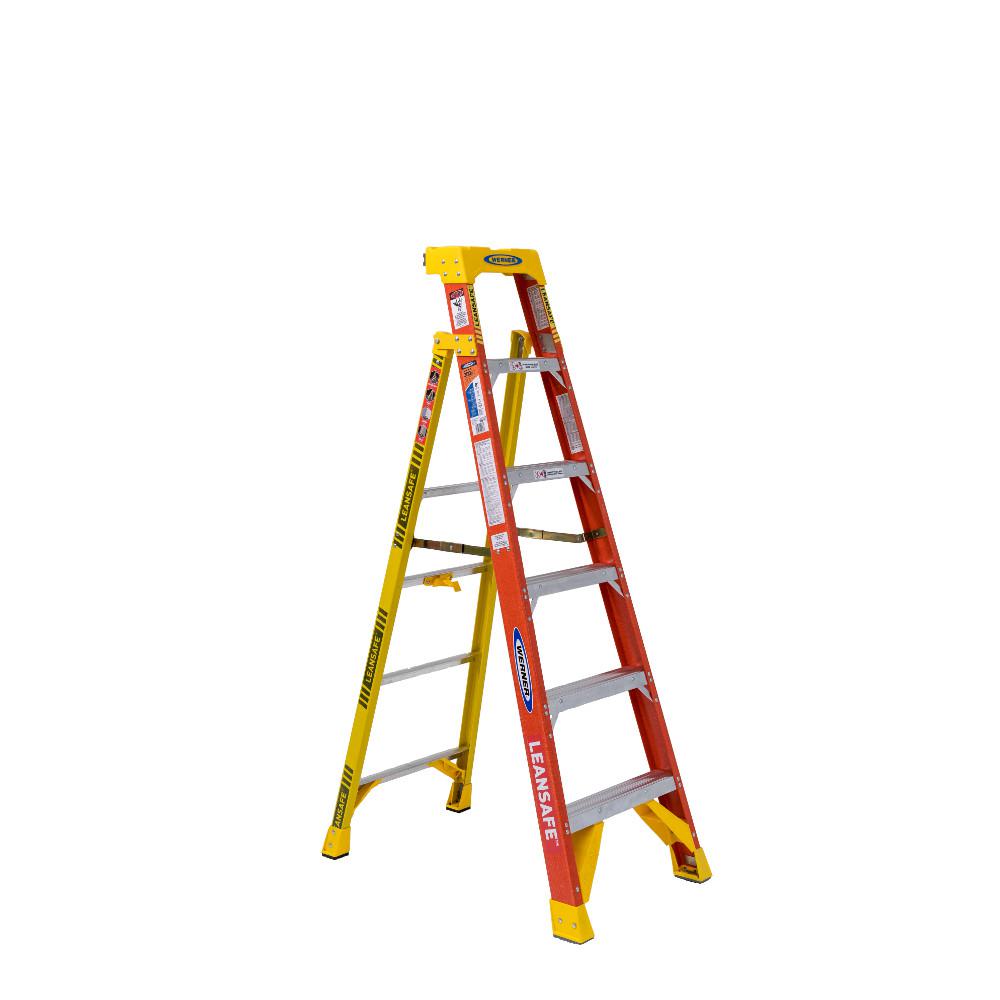 Werner 12 Ft Reach Fiberglass Podium Ladder With 300 Lb Load Capacity Type Ia Duty Rating Comparable To 8 Ft Stepladder Pdia06 The Home Depot