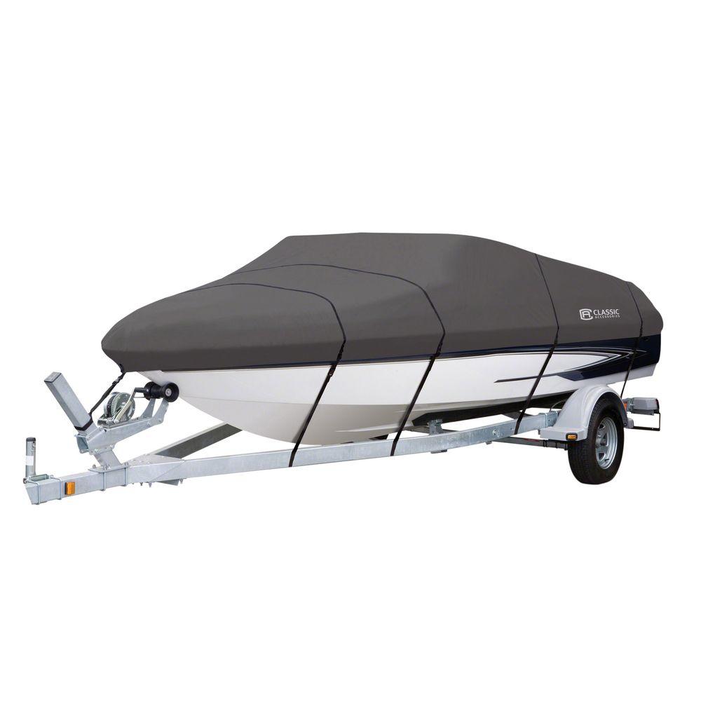 Classic Accessories StormPro Heavy Duty Tri-Hull Outboard Cover with Support Pole