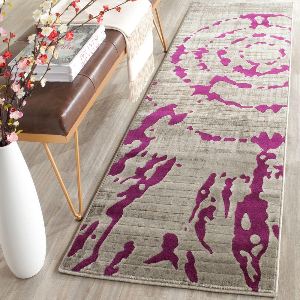 Safavieh Porcello Light Grey Purple 2 Ft X 7 Runner Rug