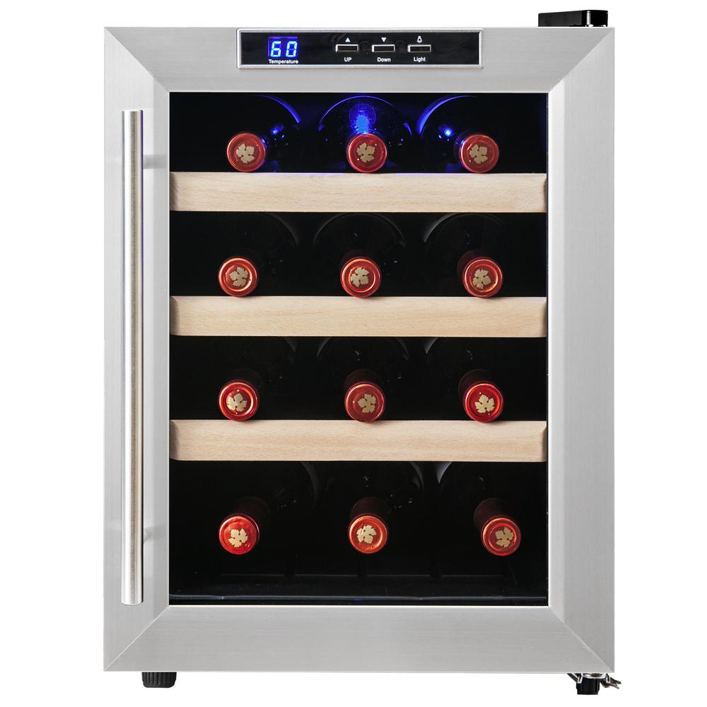 AKDY 12Bottle Single Zone Thermoelectric Wine Cooler in Stainless