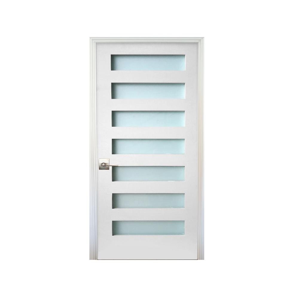 Stile Doors 30 in. x 80 in. 7-Lite Satin Etch Primed Left-Handed Solid ...