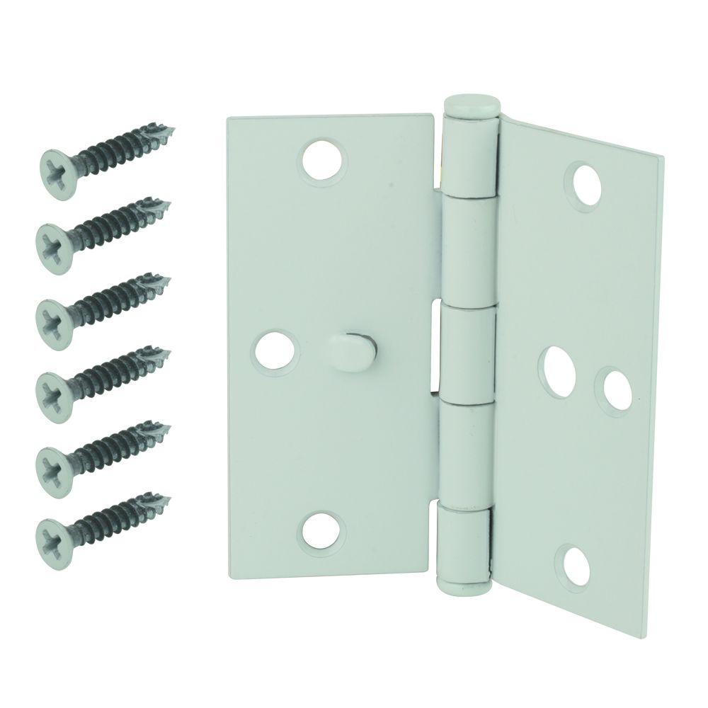 Everbilt 31/2 in. White Square Corner Security Door Hinge14889 The