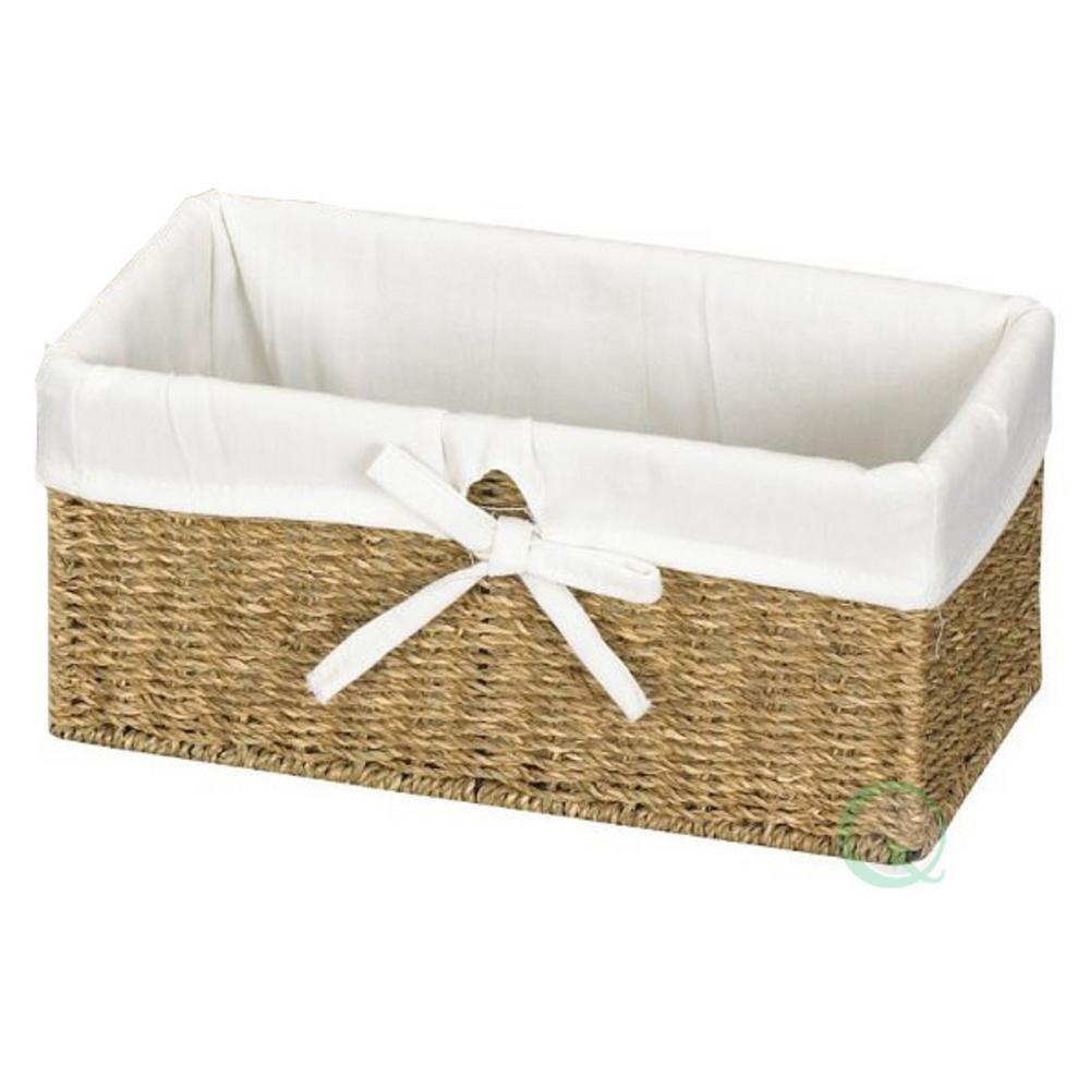 Vintiquewise 12 in. W x 6.5 in. D x 5.3 in. H Seagrass Shelf Basket Lined with White Lining