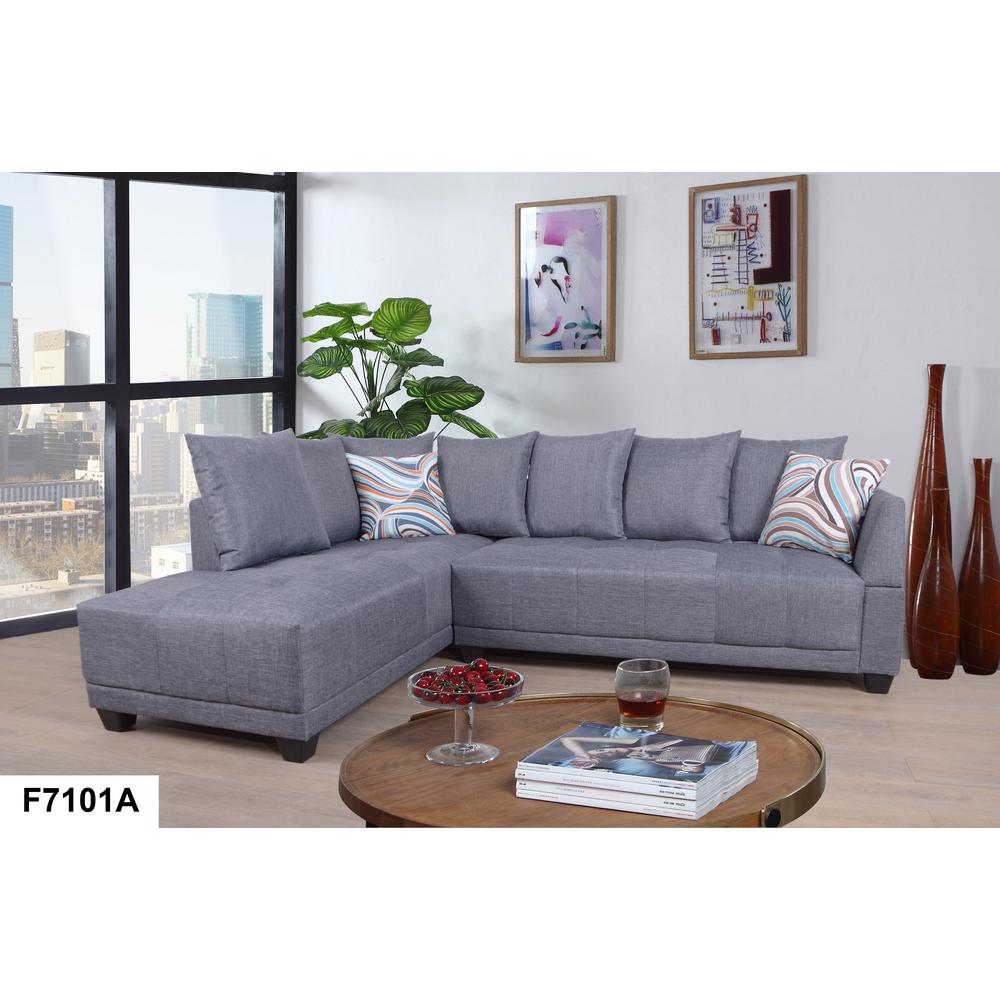 Gray Linen Tufted Upholstery With Loose Pillows Sectionals Sh7101a 64 1000 