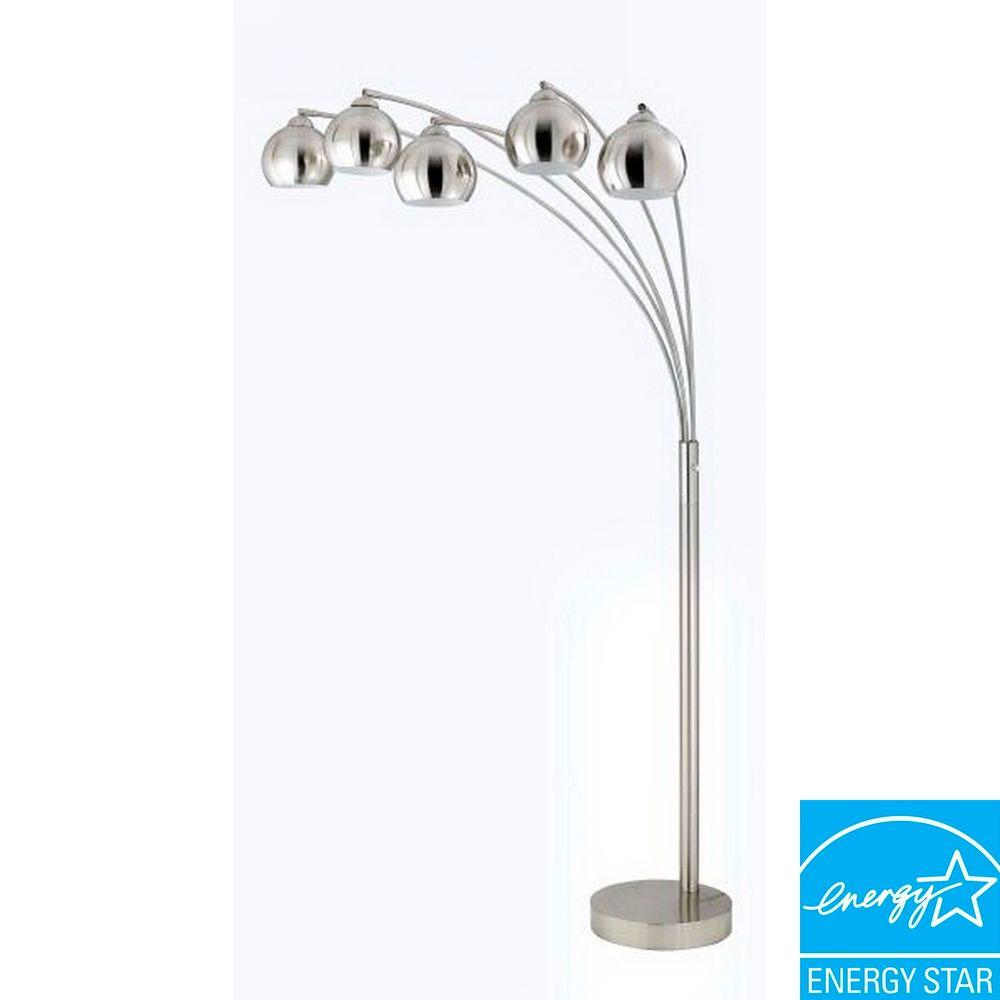 CAL Lighting Arc 76 in. Brushed Steel Floor Lamp with Metal ShadeBO
