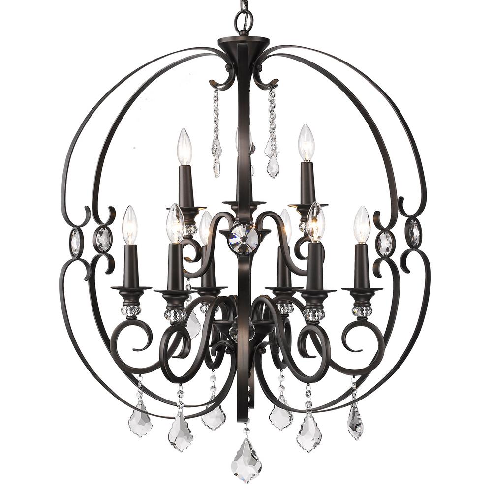 Golden Lighting Ella 9-Light Brushed Etruscan Bronze Chandelier