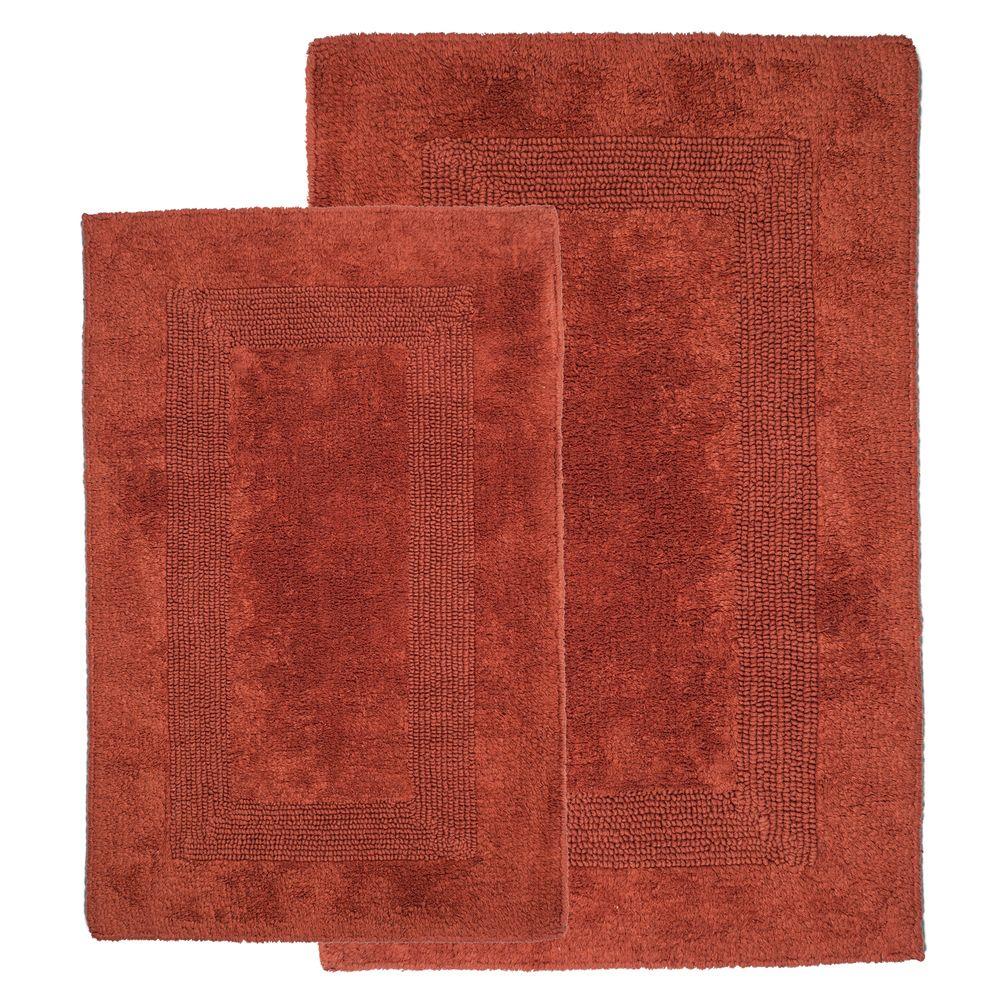 Orange Bath Rugs Mats The Home Depot Brick 1 Ft 10 In X 2 11 Cotton