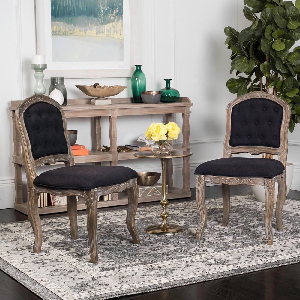 Safavieh Eloise Black/Rustic Oak 20 in. H French Leg Dining Chair (Set