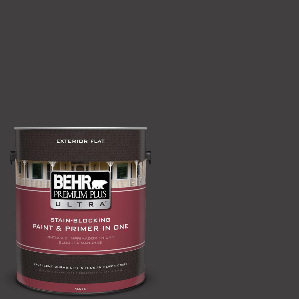 BEHR Premium Plus Ultra 1gal. N5107 Blackout Flat Exterior Paint485301 The Home Depot