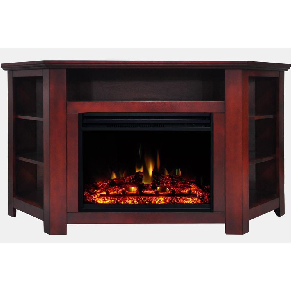 Cambridge Stratford 56 in. Corner Electric Fireplace Heater TV Stand in  Cherry with Enhanced Log Display and Remote-CAM5630-1CHRLG3 - The Home Depot