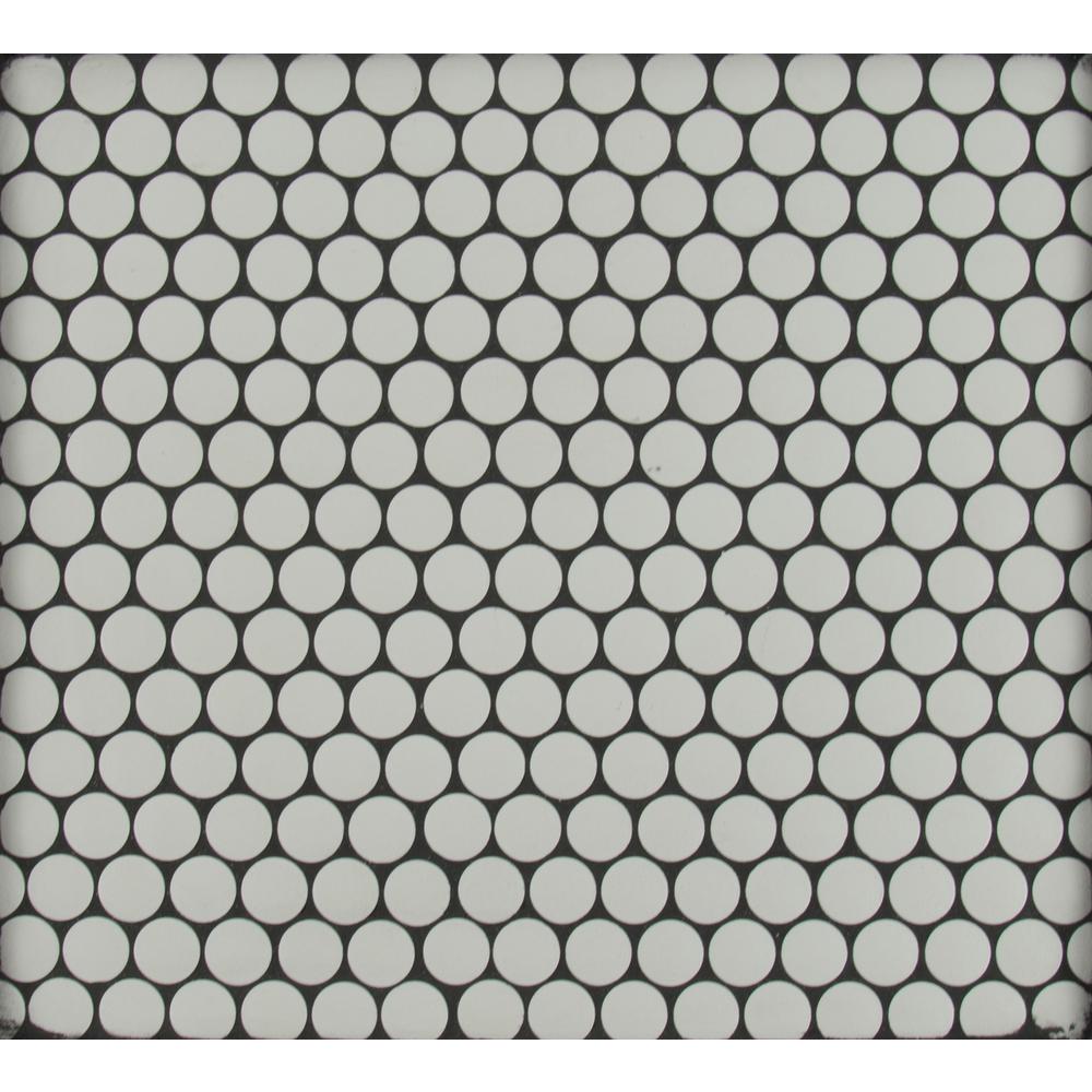 Msi Penny Round Bianco 11 38 In X 12 32 In X 6mm Matte Porcelain Mesh Mounted Mosaic Tile 0 97 Sq Ft Pt Penrd Biam The Home Depot