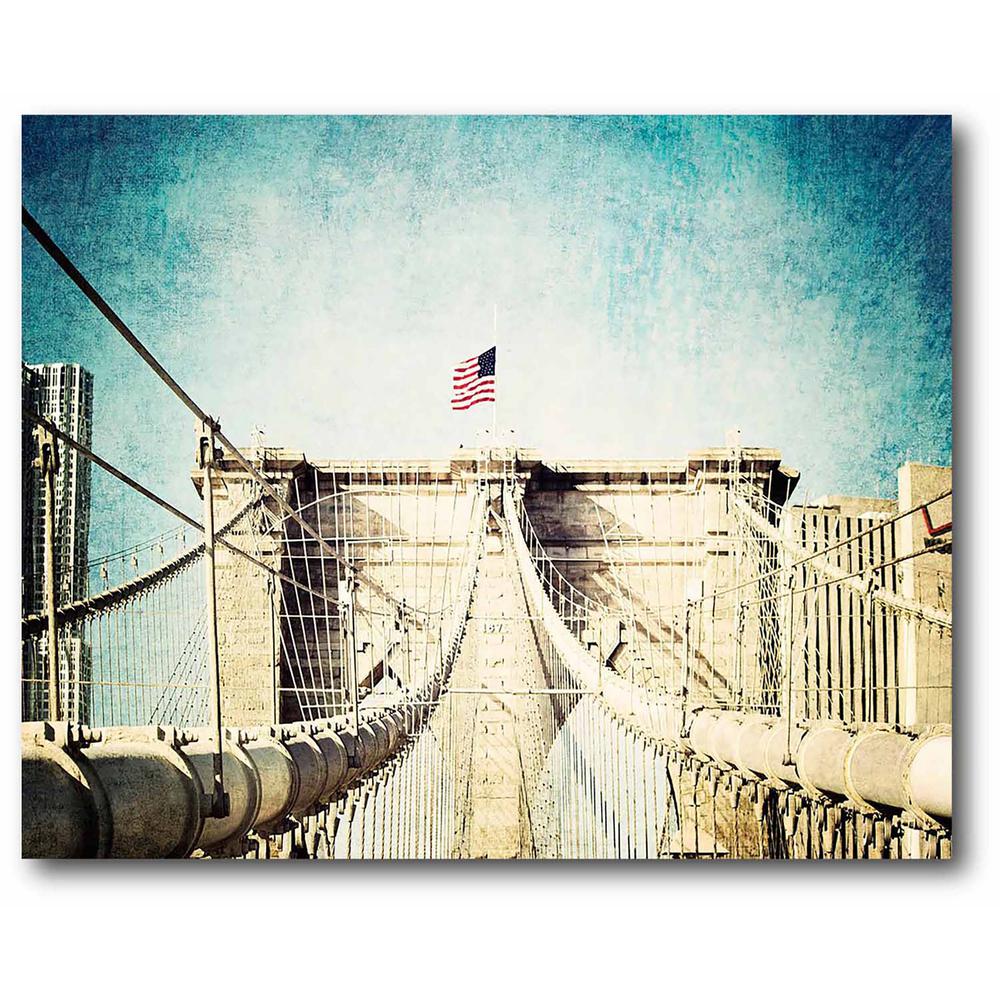 Courtside Market vintage brooklyn bridge Gallery-Wrapped Canvas Nature Wall Art 20 in. x 16 in., Multi Color was $70.0 now $38.93 (44.0% off)
