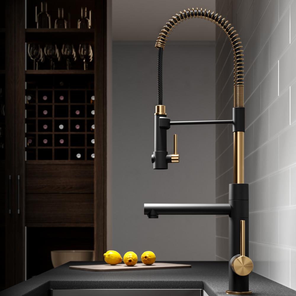 Brushed Gold Matte Black Kraus Pull Down Faucets Kpf 1603bgmb 64 1000 