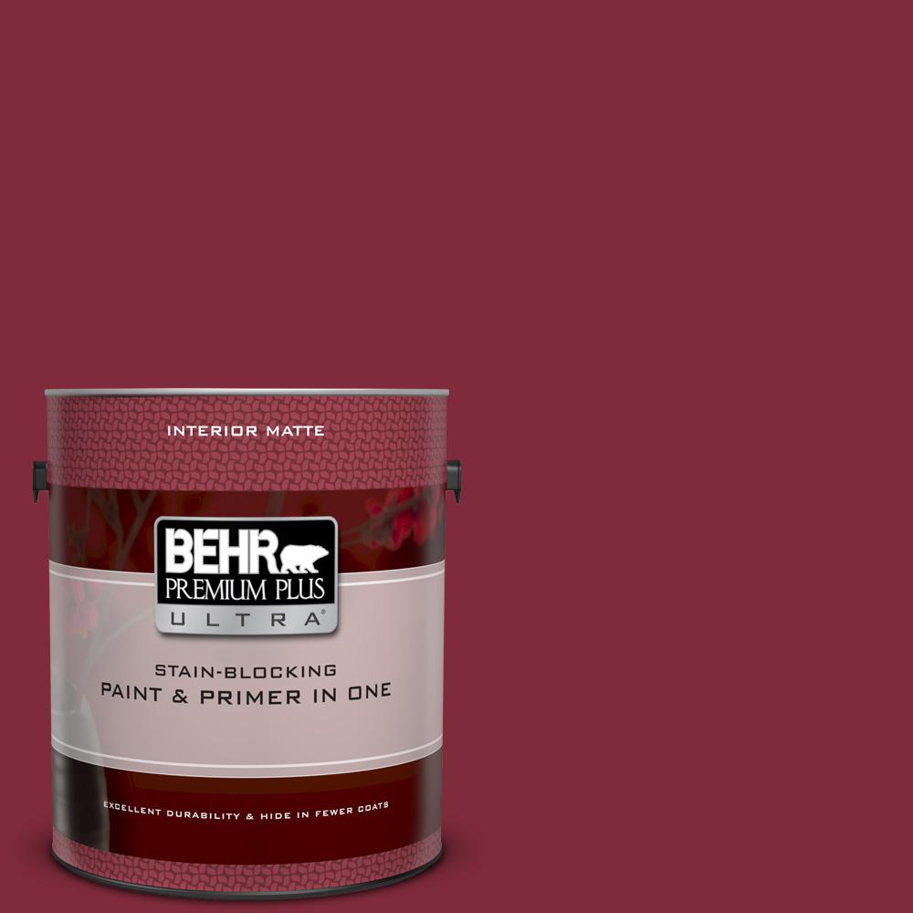 Behr Premium Plus Ultra 1 Gal S H 130 Red Wine Matte Interior S H 130 Red Wine Matte Interior Paint And Primer In One