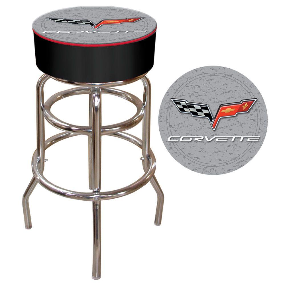 Trademark Corvette C6 31 In Chrome Swivel Cushioned Bar Stool Chrome Swivel Cushioned Bar Stool Gm1000s C6 Cor The Home Depot