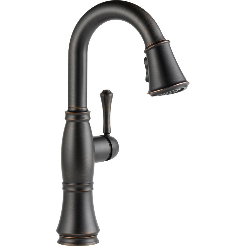 Delta Cassidy Single Handle Pull Down Sprayer Bar Faucet In Venetian Bronze