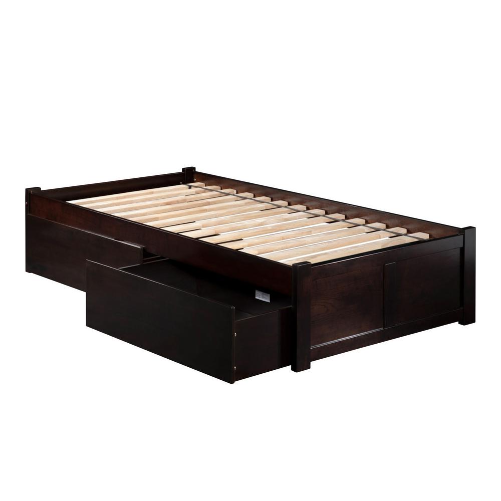 Atlantic Furniture Concord Espresso Twin Platform Bed With Flat Atlantic Furniture Concord Espresso Twin Platform Bed With Flat Panel Foot Board And 2 Urban