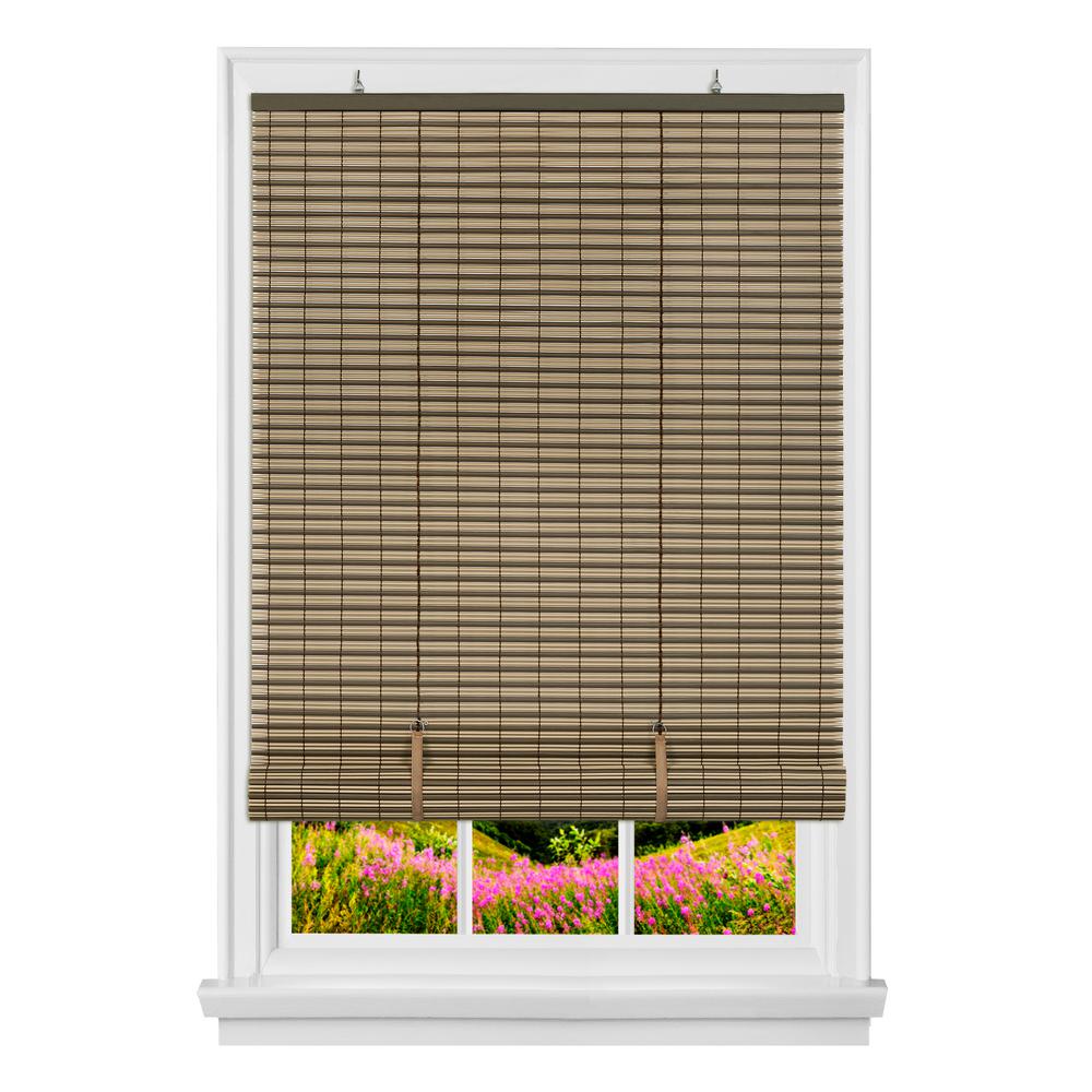 Achim Veranda Cocoa Almond Cordless Light Filtering Vinyl Roll Up Blind With 1 4 In Oval Slats 72 In W X 72 In L Vrco72ca06 The Home Depot