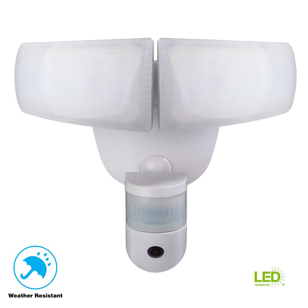 Defiant 180° White LED Wi-Fi Video Motion Security Light-DFI-5892-WH