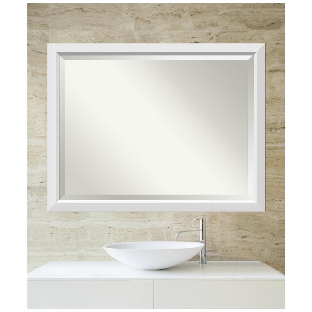 white wood vanity mirror